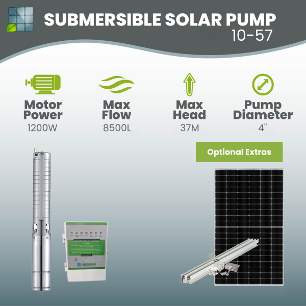 Submersible Solar Pump 10-57 | 10,000l/hr | Max Head 57m | 72V 1200W