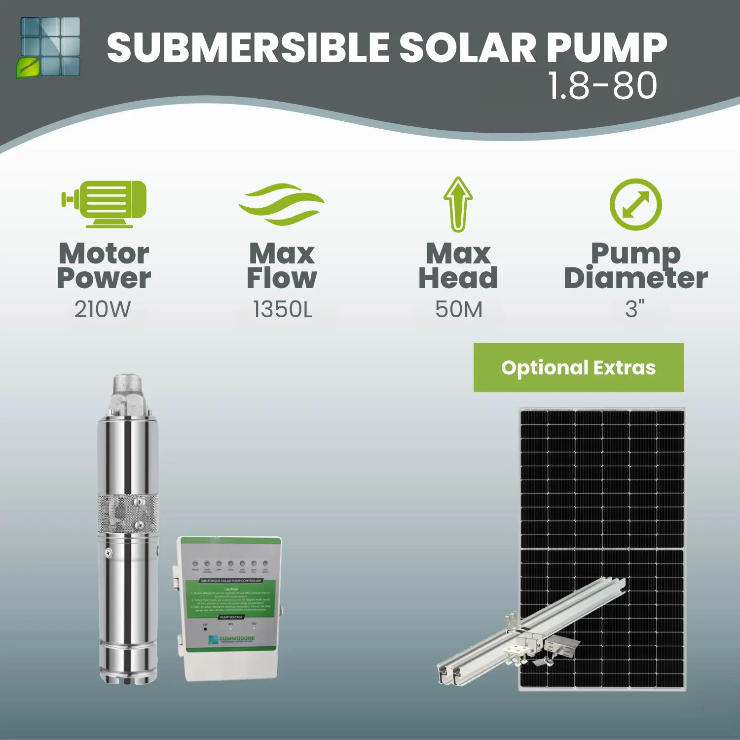 Solar Water Bore Pump - 1.8-80-commodore-pump Solar Water Bore Pump - 1.8-80-commodore-pump